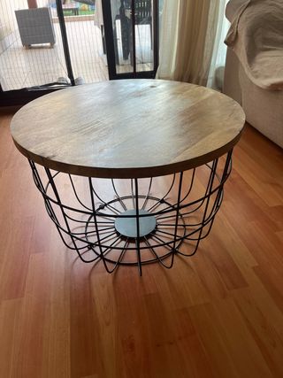 Mesa de centro redonda madera y metal