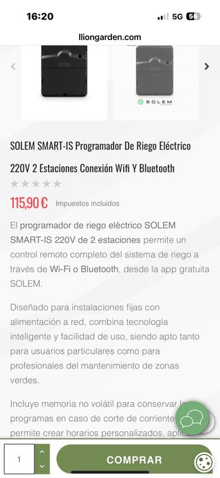 Programador Riego SOLEM SMART-IS Wifi