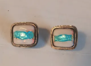 Pendientes Plata Ley Esmalte Teal