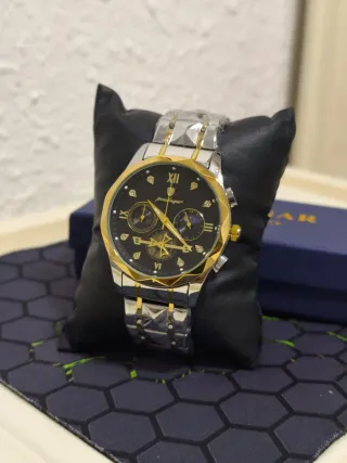 Reloj Poedagar Hombre Negro y Dorado