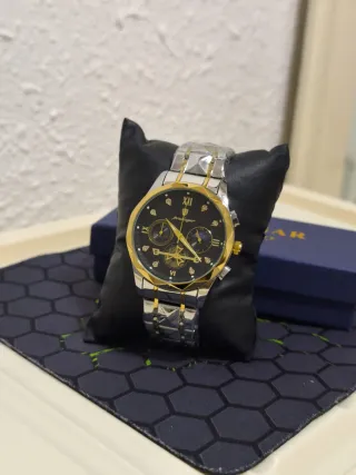 Reloj Poedagar Hombre Negro y Dorado