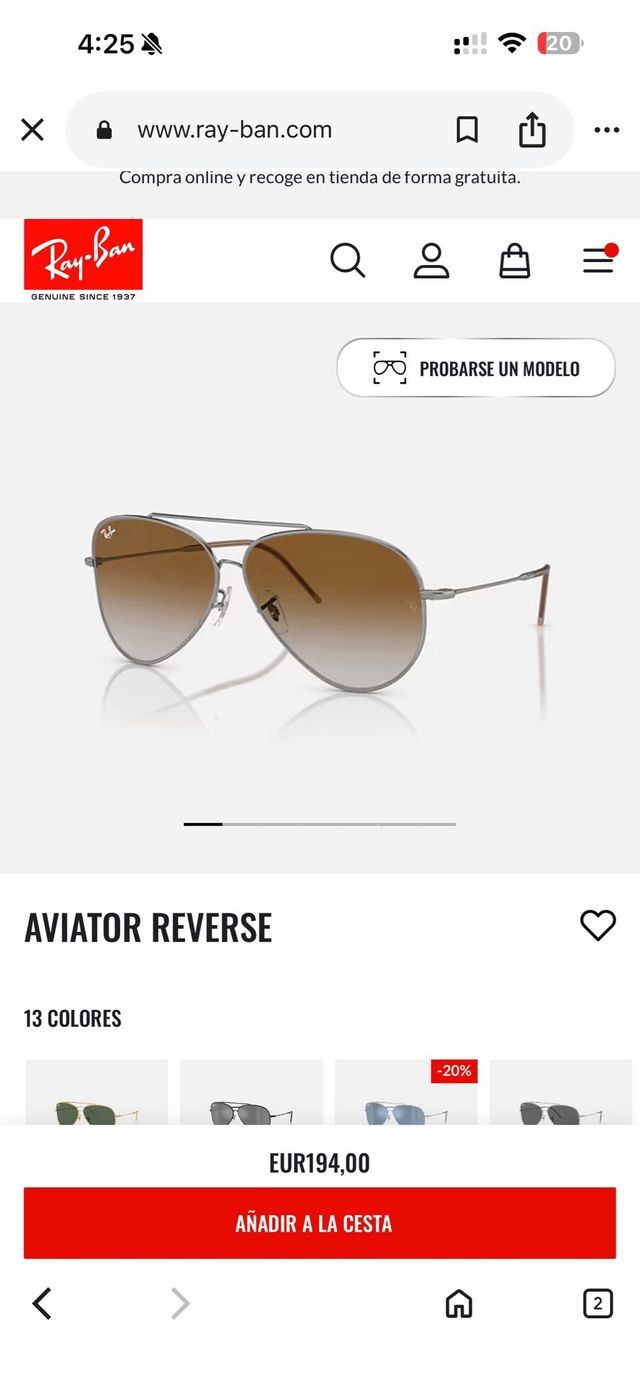 Gafas de sol Ray-Ban Aviator Reverse