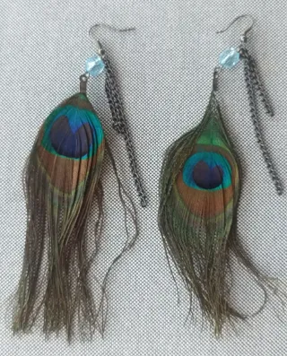 Pendientes Plumas Pavo Real
