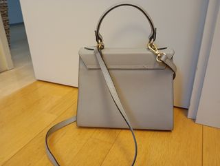 Bolso mini Bella cuero gris y dorado