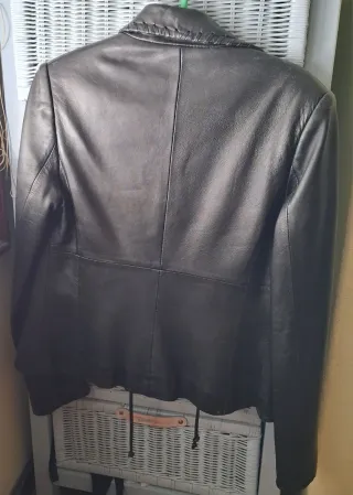 Cazadora Piel Mango Negra