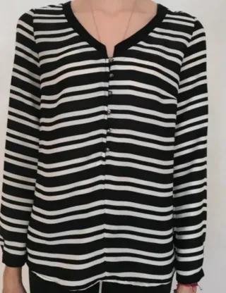 Camisa Zara Rayas Blanco y Negro
