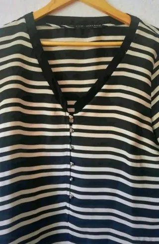Camisa Zara Rayas Blanco y Negro