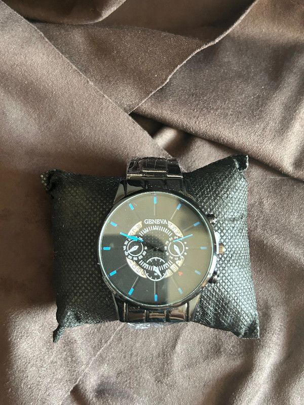 Orologio al quarzo full metal nero Geneva