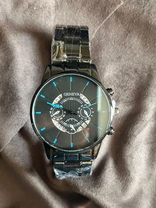 Orologio al quarzo full metal nero Geneva