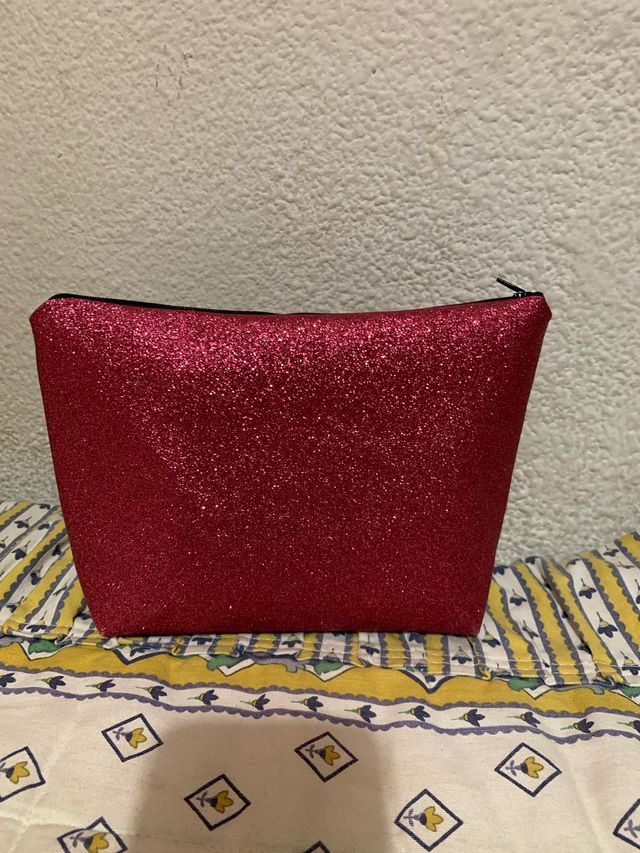 Bolso de maquillaje brillante rosa/rojo
