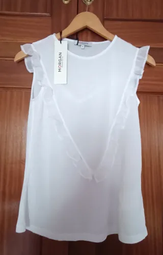 Camiseta Morgan volantes blanca Talla M
