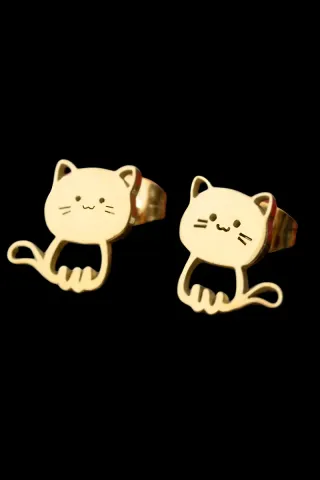 Pendientes Gatitos Acero Dorado