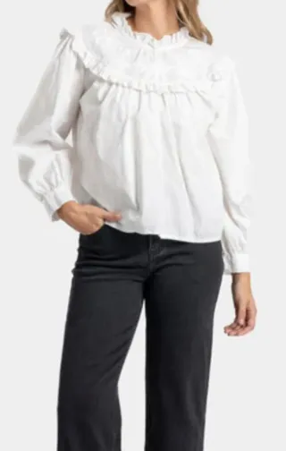 Camisa blanca mujer con volantes