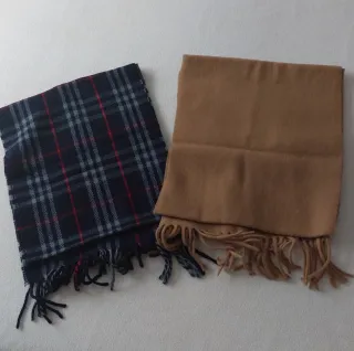 Lote 2 bufandas cuadros y camel
