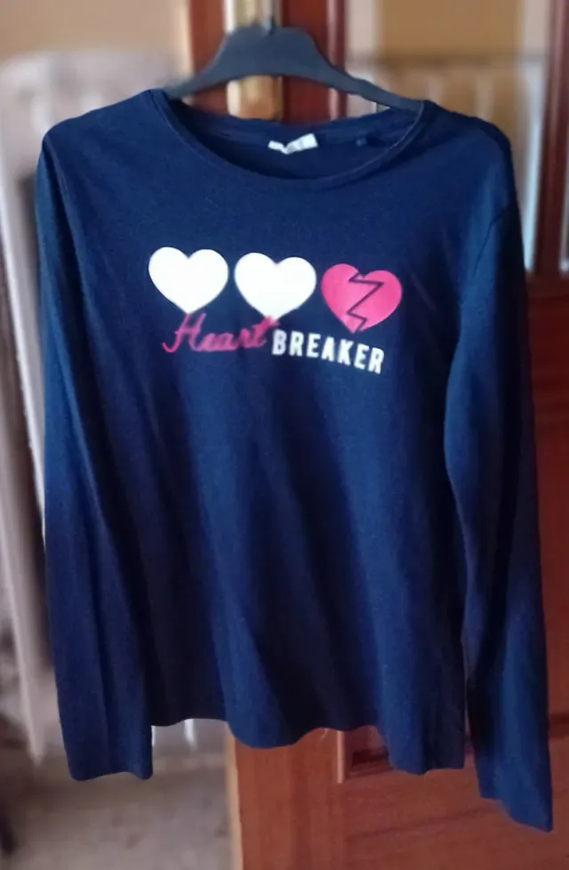 Camiseta azul marino niña manga larga talla 13-14