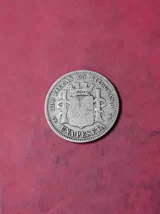 1 PESETA PLATA 1869 LEYENDA ESPAÑA. RARA.