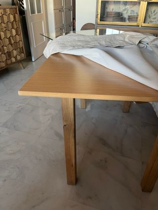 Mesa de camilla madera y cristal