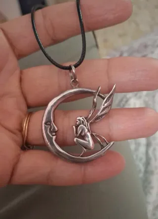 Collar Luna Hada Duende Gnomo Elfo Plata