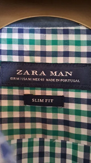 Camicia Uomo Zara Quadri Verdi Blu