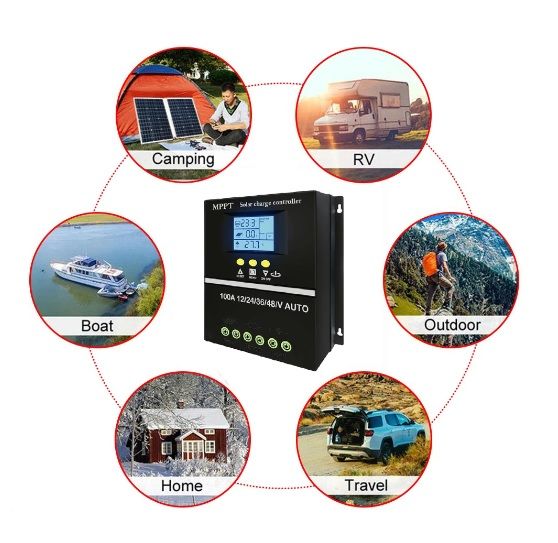 Controlador Regulador de Carga Solar MPPT 100A