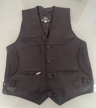 Chaleco de cuero auténtico negro hombre  