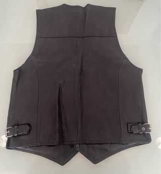 Chaleco de cuero auténtico negro hombre  