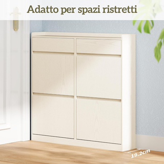 Scarpiera Salvaspazio Slim con 4 Ante a Ribalta, S