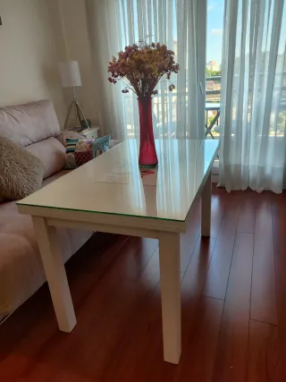 Mesa Camilla Blanca Madera Cristal