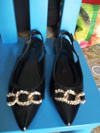 Scarpe donna eleganti nere con fibbia argento n.39