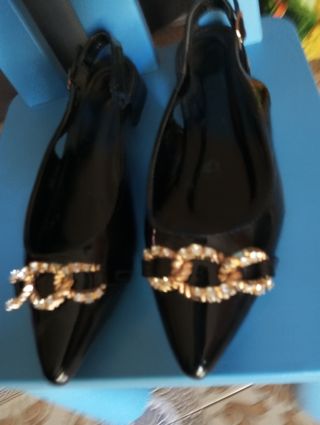 Scarpe donna eleganti nere con fibbia argento n.39