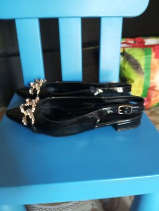 Scarpe donna eleganti nere con fibbia argento n.39