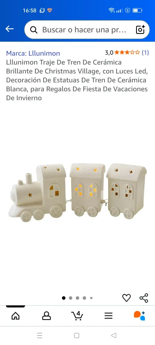 Tren Cerámica Iluminado Navidad Blanco