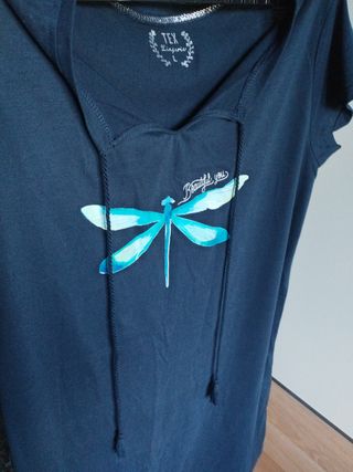 Vestido camiseta azul con libélula Talla L