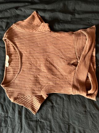 Top de canalé marrón talla M