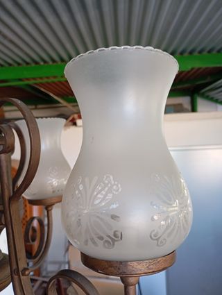 Lámpara colgante retro metal y cristal