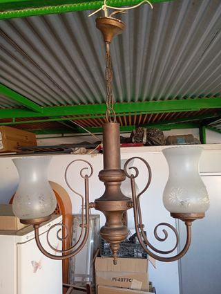 Lámpara colgante retro metal y cristal