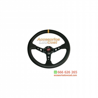 VOLANTE DEPORTIVO WRC3 EN PIEL LISA NEGRO CON BRA