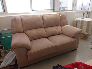 Sofá 3 plazas beige tela seminuevo