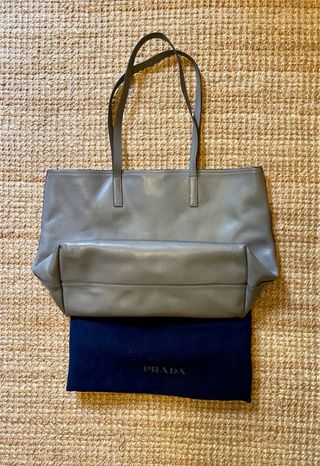 Bolso Tote Prada Gris Piel