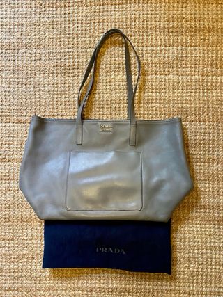 Bolso Tote Prada Gris Piel