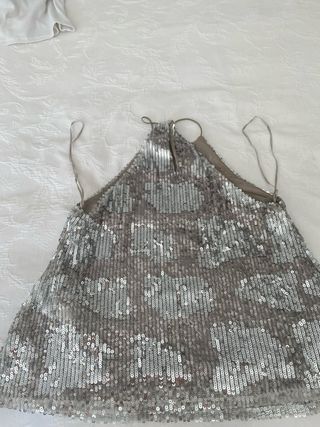 Top lentejuelas Zara plateado
