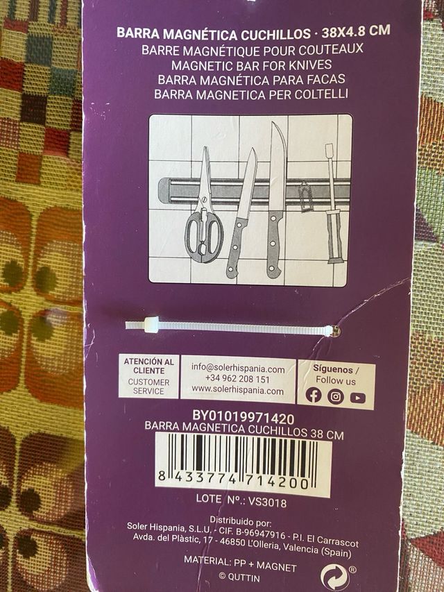 Barra Magnética Cuchillos Quttin Negra