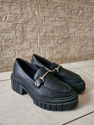 Mocasines plataforma negros talla 38