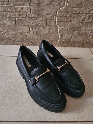 Mocasines plataforma negros talla 38