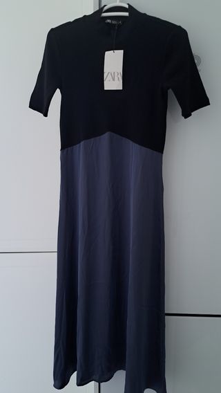 Vestido Zara Negro y Azul Talla M