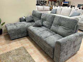 Sofá chaise longue 4 plazas cama +arcón Reversible