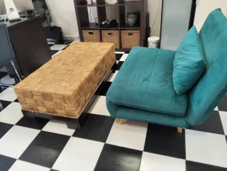 Mesa de centro/baúl tejido y madera