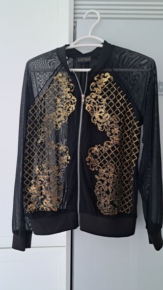 Chaqueta fina AYANAPA negra y dorada