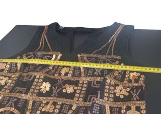 Vestido Vintage de Lentejuelas Doradas Blanco – XL