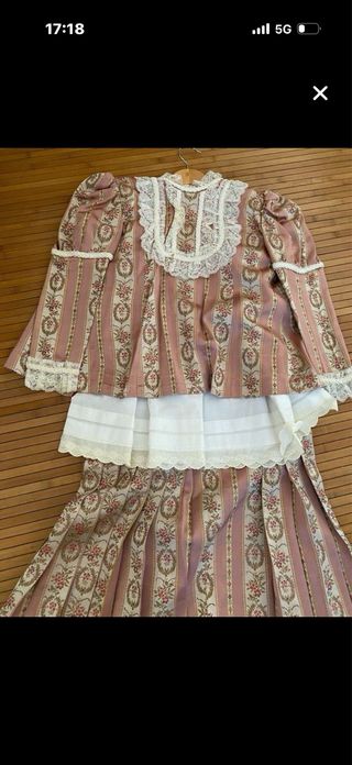 Vestido Baturra Niña Rosa y Blanco